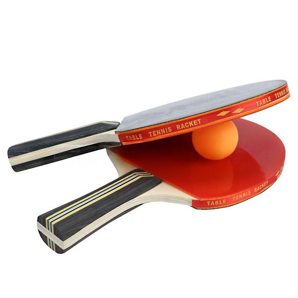 Bærbar bordtennisracketsett Ping Pong Blade Rackets Paddle med 2 lange håndtak Ping Pong Paddles + 3 baller - WELLNGS