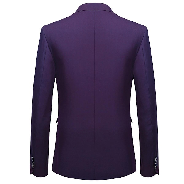 Allthemen Herre Dress 3-delt Business Solid Slim Fit Dressjakke&bukse&vest-WELLNGS Dark Purple L