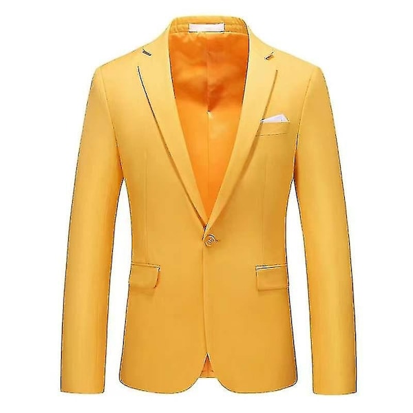 Fashion Herr Blazer Business Casual Slim Fit Kostymjacka-WELLNGS Orange 4XL