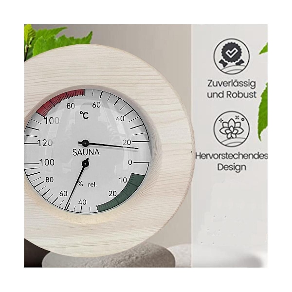 Bastutermometer Hygrometer Analog, Tillverkad Av Trä (Al eller -), Nobla Bastuaccessoarer Set-WELLNGS