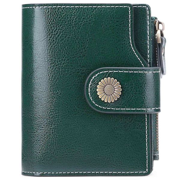 SENDEFN 5206 RFID-blockerande plånbok i läder med flera kortfack för kvinnor - WELLNGS Dark green