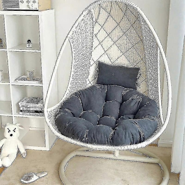 Balkon Kontor Have Gyngestol Rattan Stol Pude Gynge Hængende Kurv Stol Pude Plumeria-WELLNGS Dark Gray