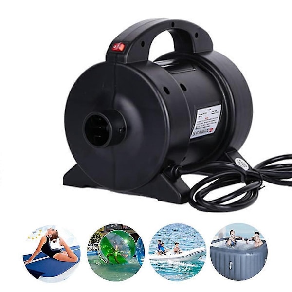 Bärbar 1600W Elektrisk Pump Luftmadrasspump Snabb Uppblåsning Elektrisk Luftpump Inflator Deflator med 2 Munstycken för Luftbädd Flotte Båt-WELLNGS UK Plug