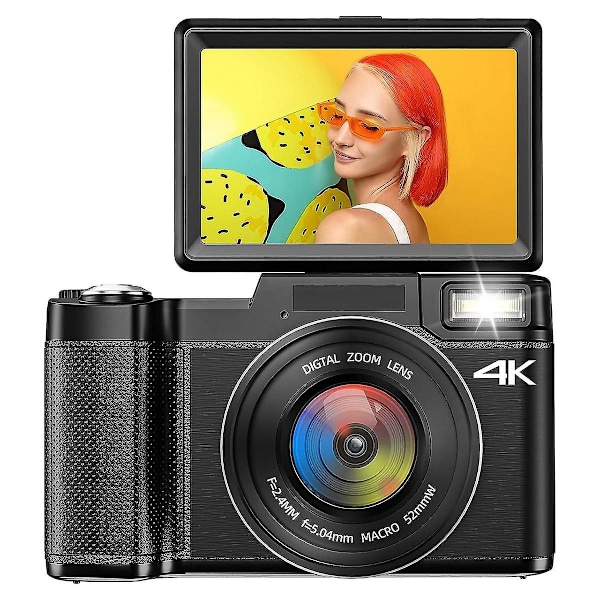 4K Digital Camera for Photography,Autofocus 48MP Camera 180Flip Screen Vide-WELLNGS