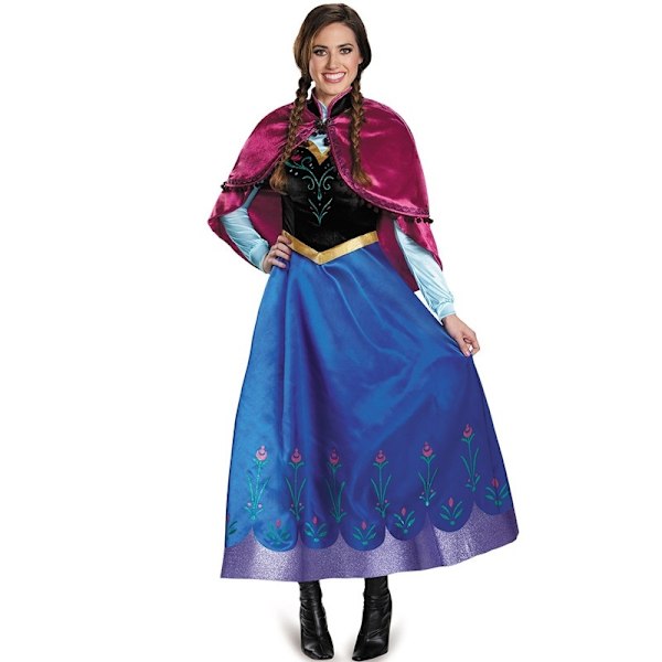 Frozen Anna Prinsesse Cosplay Kostyme Voksen Snødronning Kjole Elsa Cosplay Klær Eventyr Fest Karneval Halloween Kostyme L-WELLNGS L only dress