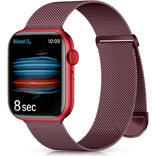 Metallband kompatibelt med Apple Watch -band 40mm 38mm 41mm Wine Red-WELLNGS Wine Red 42/44/45/49mm