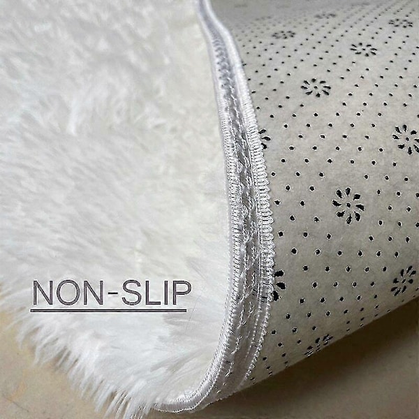 Plys Rundt Tæppe Fluffy Hvide Tæpper til Stue Blød Boligindretning Soveværelse-WELLNGS light grey Diameter 100cm