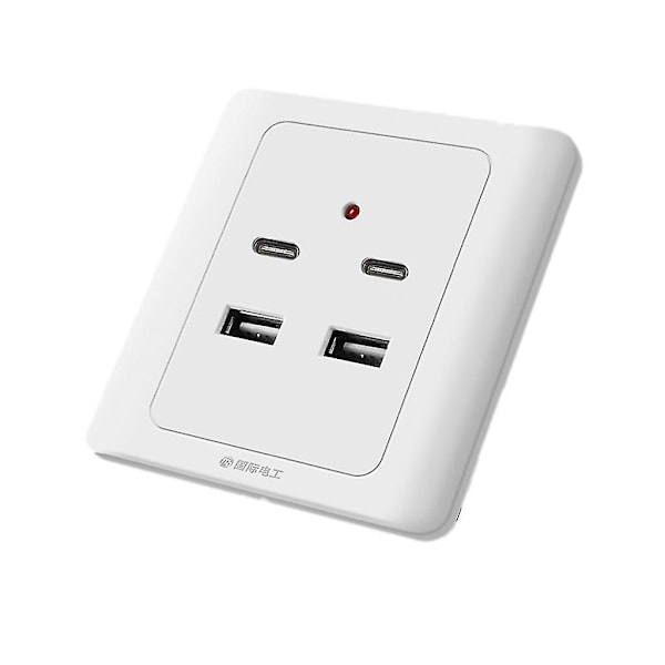 Usb-stikkontakt Type-C Usb-vægoplader-stikkontakt med Usb-porte - På lager - WELLNGS C
