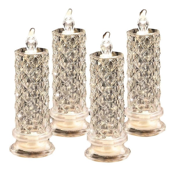 Rose Shadow LED Flammeløse Lys, 4 stk. Romantiske Batteridrevne Lys LED Søylelys for Va-WELLNGS