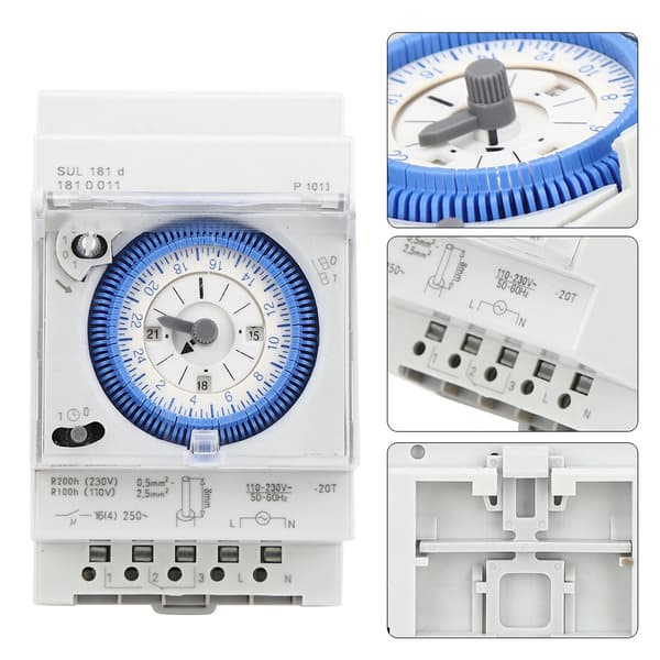 SUL181D Mekanisk timer 15-minuter/24-timmars timerrelä 250VAC 16A - 1 styck