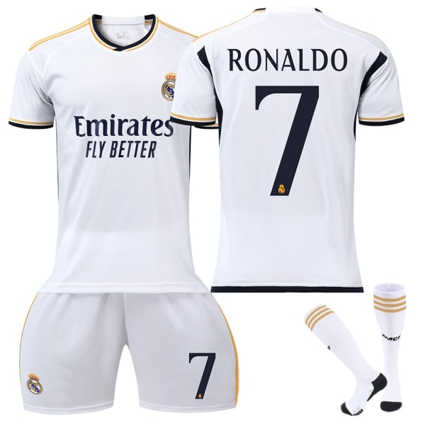 23-24 Ronaldo 7 Real Madrid trøje Ny sæson Seneste fodboldtrøjer til voksne børn-WELLNGS Kids 24(130-140cm)