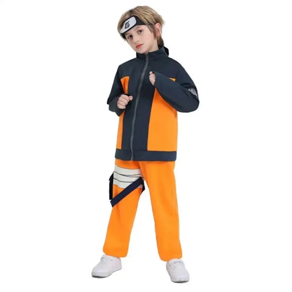 Högkvalitativ Kakashi Cosplay för Barn Uzumaki Akatsuki Kappa Shippuden Uniform Ring Huvudband Kunai Halloween Kostym XXL (Barn 150)-WELLNGS XXL (kids 150) set 4