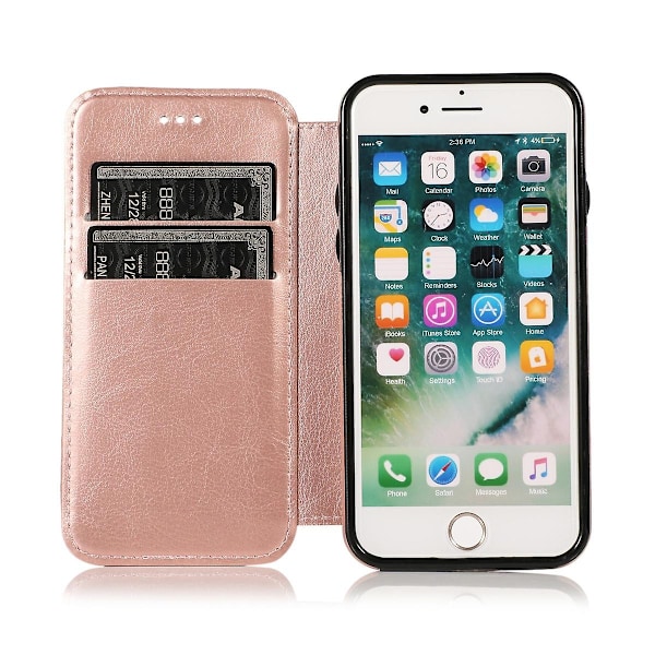 Kompatibel med Iphone 8 Plus Wallet Case med kortholder, støttefod, ultratynd Flip Pu Læder Stødsikkert Cover Kvinder Pink-WELLNGS pink