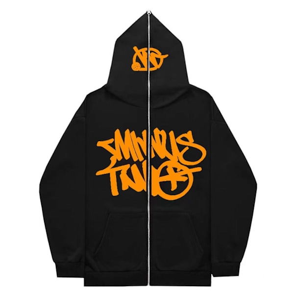 Miesten Minus-two vetoketjullinen huppari, Hip Hop -katumuoti rento takki, Unisex Minus-two cargo-huppari - WELLNGS orange XL