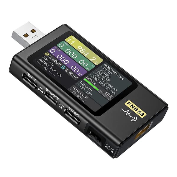 Fnb58 USB-testare Spänning Ström Effekt Testare, Snabb Laddningsdetektering Trigger Kapacitetsmätning-WELLNGS