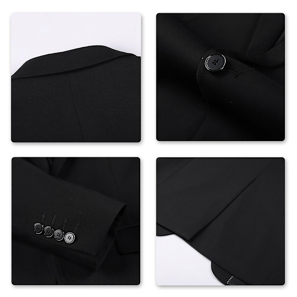 Allthemen Miesten Business Blazer Yksivärinen Slim Fit Takki-WELLNGS Black 2XL