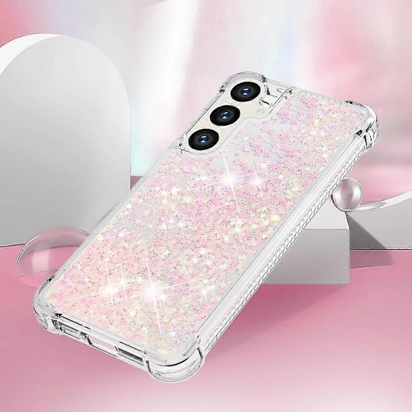 YB Quicksand Series-1 Kompatibel med Samsung Galaxy S24+ Skal Flytande Flytande Paljetter TPU-skydd - WELLNGS Pink Pentagrams