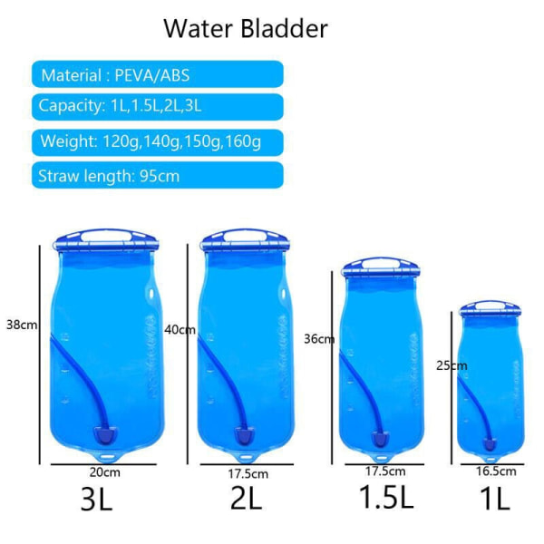 Vattenblåsa Vattenreservoar Hydration Pack Förvaringspåse BPA-fri - 1L 1,5L 2L 3L Löpande vätskeväst Ryggsäck-WELLNGS 2L