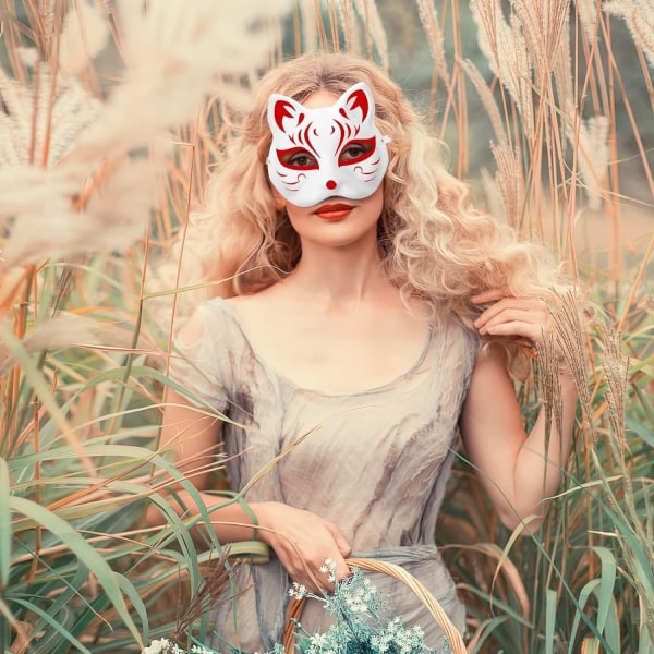 10 stk Therian Maske Kat Ræve Mask Therian Halloween Mask Therian Kostume til børn Voksne Blank maske til feriefest & Therian-WELLNGS