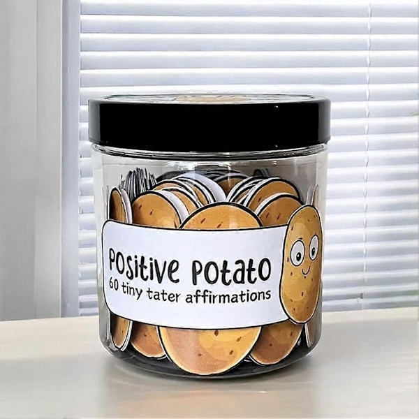 Positive Pickle - Vahvistuskortit tunnetukeen, 30/60 päivittäistä vahvistuskorttia ystäville ja perheelle - WELLNGS 60 Days Potato
