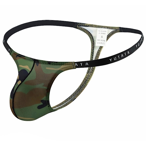 Herr Cool Camouflage Trosa Underkläder, heta låga midja herr Trosa G-string Bikini Briefs-WELLNGS Army green camouflage M