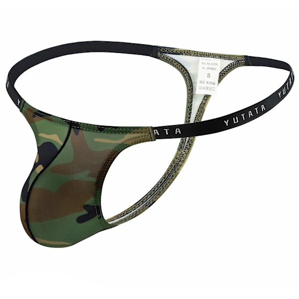Miesten viileä camouflage-stringi, kuuma matalavyötäröinen miesten stringi G-string-bikinit - WELLNGS Army green camouflage M