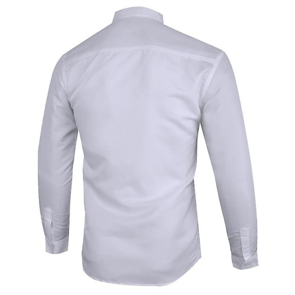 Herrar Regular Fit Långärmad Oxford Skjorta - WELLNGS White 2XL