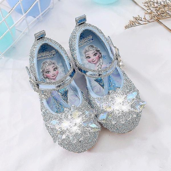 2023 Frosne Elsa Sandaler Pige Sko Prinsesse Dansesko til Baby Piger Mode Anti-slip Krystal Sko Sandaler til Pige - WELLNGS Blue 27*Insole 17.5CM