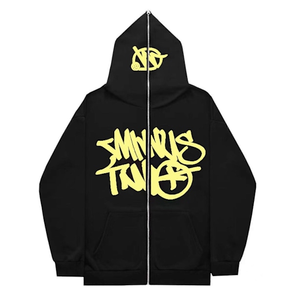 Miesten Minus-two vetoketjullinen huppari, Hip Hop -katumuoti rento takki, Unisex Minus-two Cargo -huppari - WELLNGS yellow XL