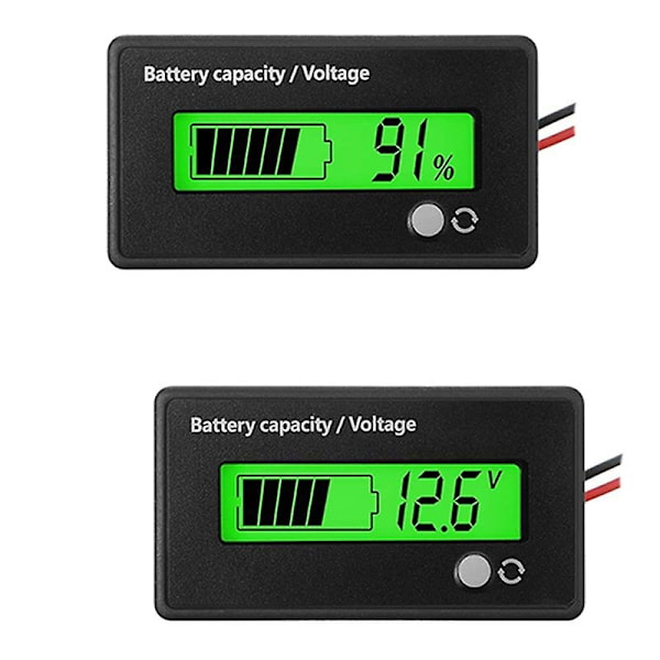 2 stk DC 12V 24V 36V 48V 72V Batterimåler Batterikapasitet Spenningsindikator Bly-syre og Litium-WELLNGS
