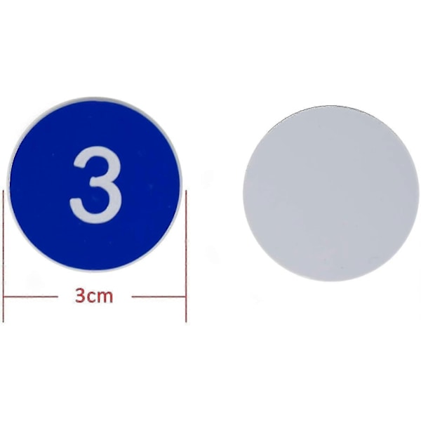 Plastnummerlapper Graverte Nummererte Lapper ID-lapper Nøkkelmerker uten Hull - WELLNGS Blue 1-100