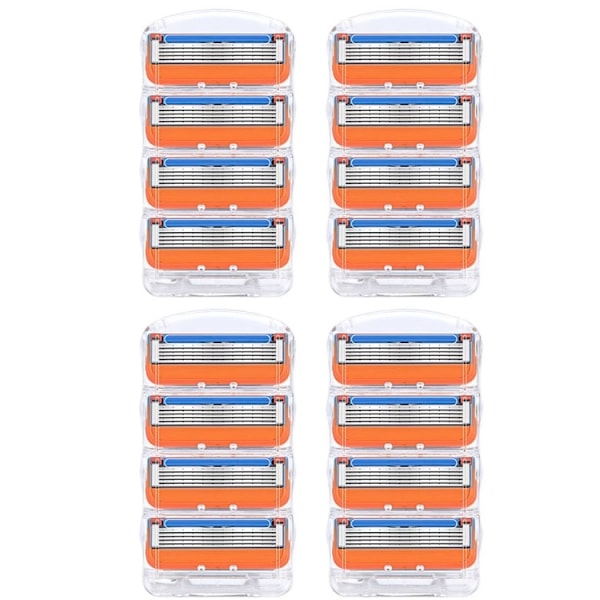 52-pakning Fusion 5-kompatible barberblader for menn - WELLNGS 16 packs