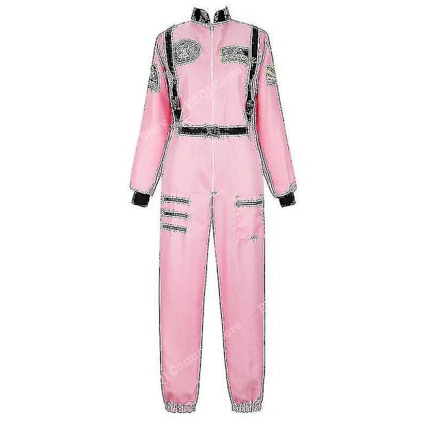 Astronaut Kostume Rumdragt Voksen Rollespil Kostume Lynlås Halloween Kostume Par Flyve Jumpsuit Stor Størrelse Uniform - WELLNGS Pink M
