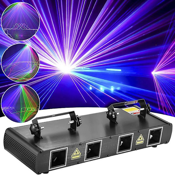 4 Linse Dj Lys Lydaktiveret Led Laserstråle Projektor Festlys Kompatibel med Dmx-WELLNGS