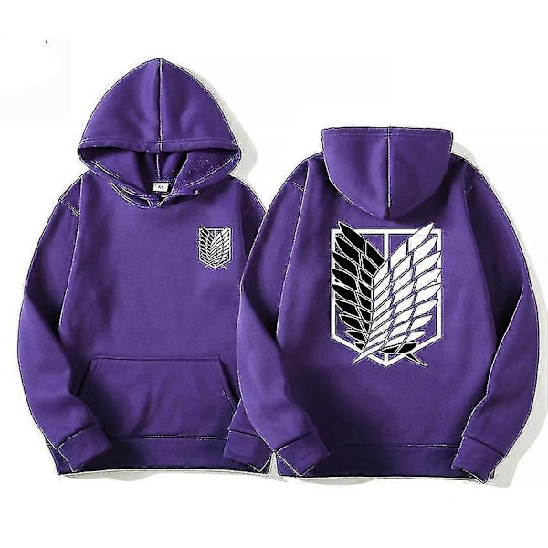 Attack on Titan Hoodie för Män Anime Hoodie Herr Streetwear Pullover Harajuku Hoodie Sweatshirt Kläder - WELLNGS purple XL