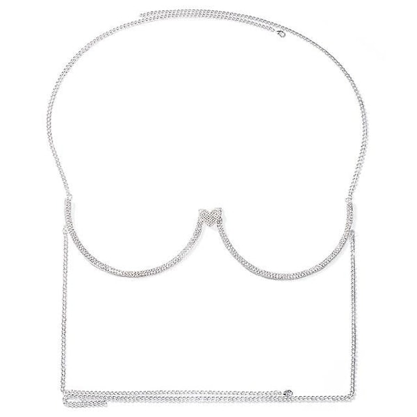 Hjerteformet BH-smykke BH-kjede Kvinner Kropp Krystall Bikini Sommer Topp Elegant - Klær Halskjede Tilbehør Strand - WELLNGS silver