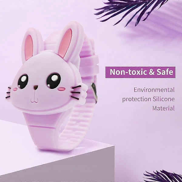 Barnklocka, flickklocka Digital Söt Form LED Mode Silikonarmband Clamshell Design Armbandsur Flicka-WELLNGS Purple