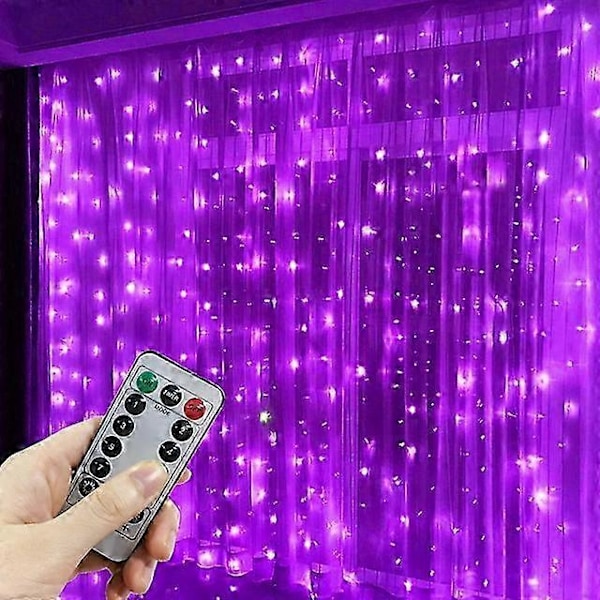 3M 4M 6M USB Gardin Guirlande LED Lys Julelys Juledekorationer Ferie Bryllupsdekorationer-WELLNGS Purple 4x2M