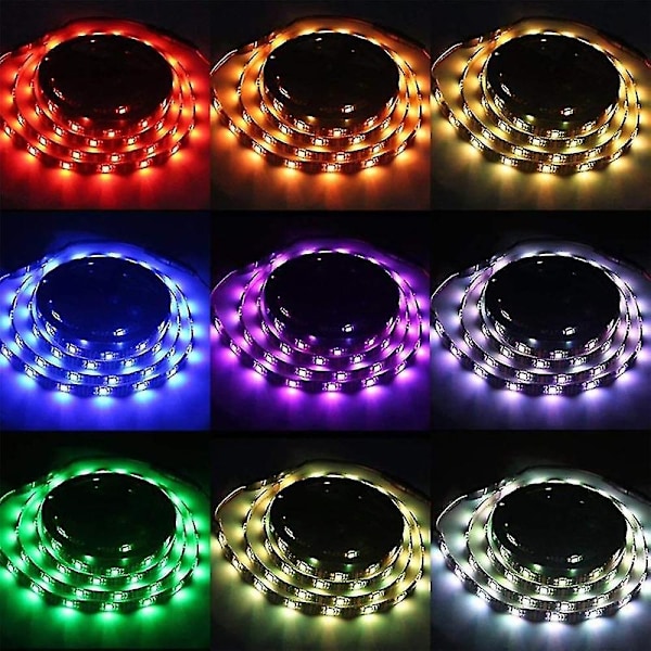 Led-remsa fjärrkontroll batterilåda drivs hög ljusstyrka Ip65 vattentät dekoration Dc 5v Rgb 5050 Tv-bakgrundsbelysning rumsbelysning vägg -WELLNGS 3M