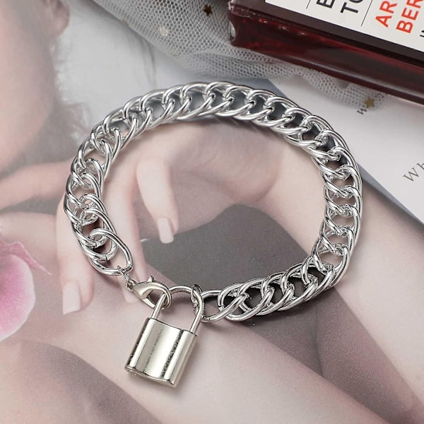 Hip Hop Lås Ankelkæde Armbånd Sølv Lås Vedhæng Ankelkæde Punk Tyk Kæde Lås Fodkæde Strand Ankelkæde-WELLNGS