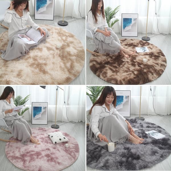 Mjuk och fluffig rund matta, lämplig för sovrum, vardagsrum och heminredning, kaffefärg Coffee 60cm