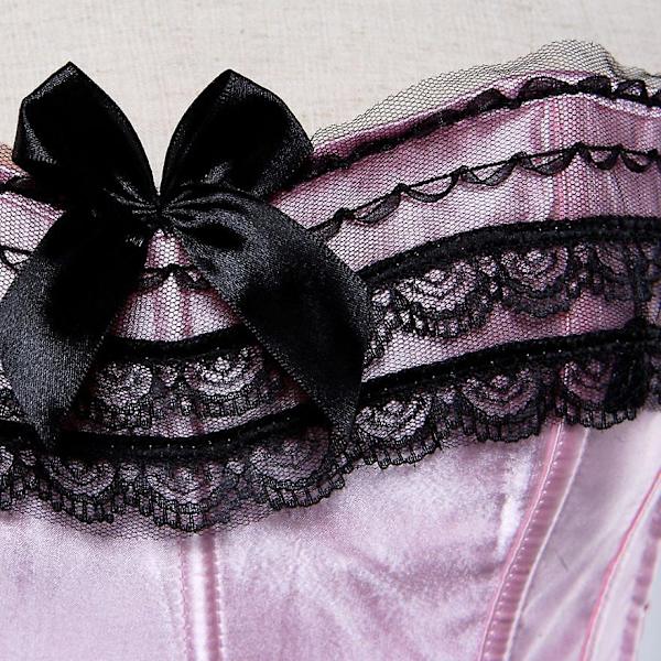 Sexy satiininen pitsillä koristeltu korsetti, ylävartalon muotoilija, burlesque-korsetti, yläosa, vartalonmuotoilija, alusvaatteet, showtyttö, juhla-asu, pluskoko - WELLNGS 8068 Purple L