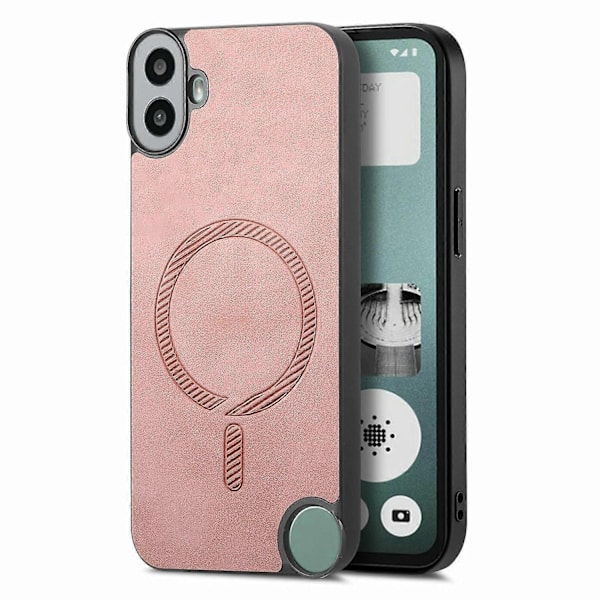 Yhteensopiva Nothing CMF Phone 1 kanssa Nahkainen takakuori Yhteensopiva MagSafe kanssa Ihoa myötäilevä puhelinkuori - Ruskea-WELLNGS Pink