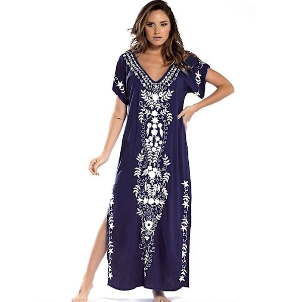 Broderet bomuldsbluse - WELLNGS Blue