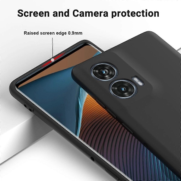 Flytande silikonfodral kompatibelt med Motorola Edge 50 Fusion-WELLNGS Black