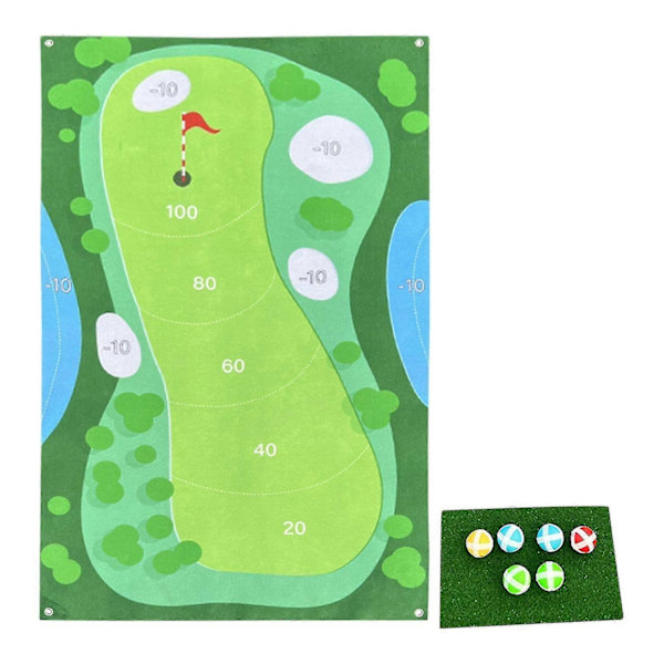 Casual Golfspelset, Golfträffarmattor, Golfspelmatta Golfövningsmattor Inomhus Utomhusspel för Vuxna och Familj Stick Chip Spel Golfset Barn E style 120*180CM