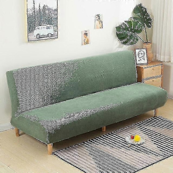 Suuri käsinojaton vuodesohvan päällinen, sohvan suojus ilman käsinojia, joustava taitettava futon-päällinen, pölytiivis, joustava, irrotettava Jacquard-WELLNGS Field green S(length120-150cm)