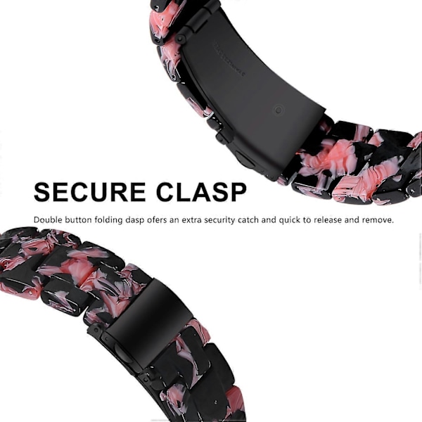 Garmin Vivoactive 4 -kellon korvaava ranneke 22mm vedenpitävä hartsiranneke - Musta Pinkki-WELLNGS Black Pink