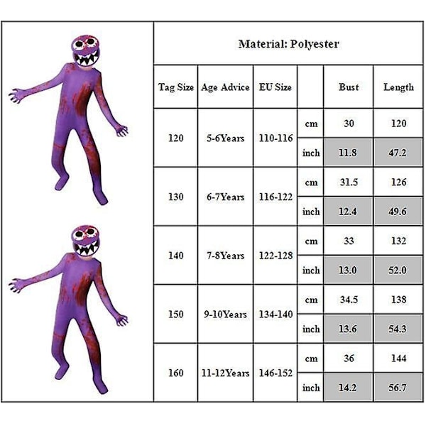 Lasten sateenkaariystävien cosplay-juhla-asu, violetti haalari - 5-12 vuotta - Lahjat--WELLNGS 5-6 Years