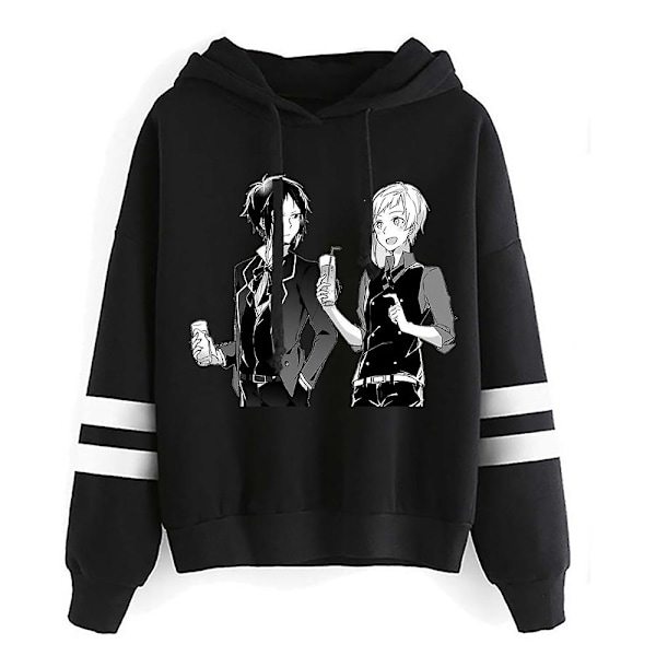 Anime-huppari Bungo Stray Dogs -paidat miehille ja naisille, pariskunnalle, ylisuuri huppari, hip hop -huppari, Harajuku-katumuoti - WELLNGS black 15 XXL